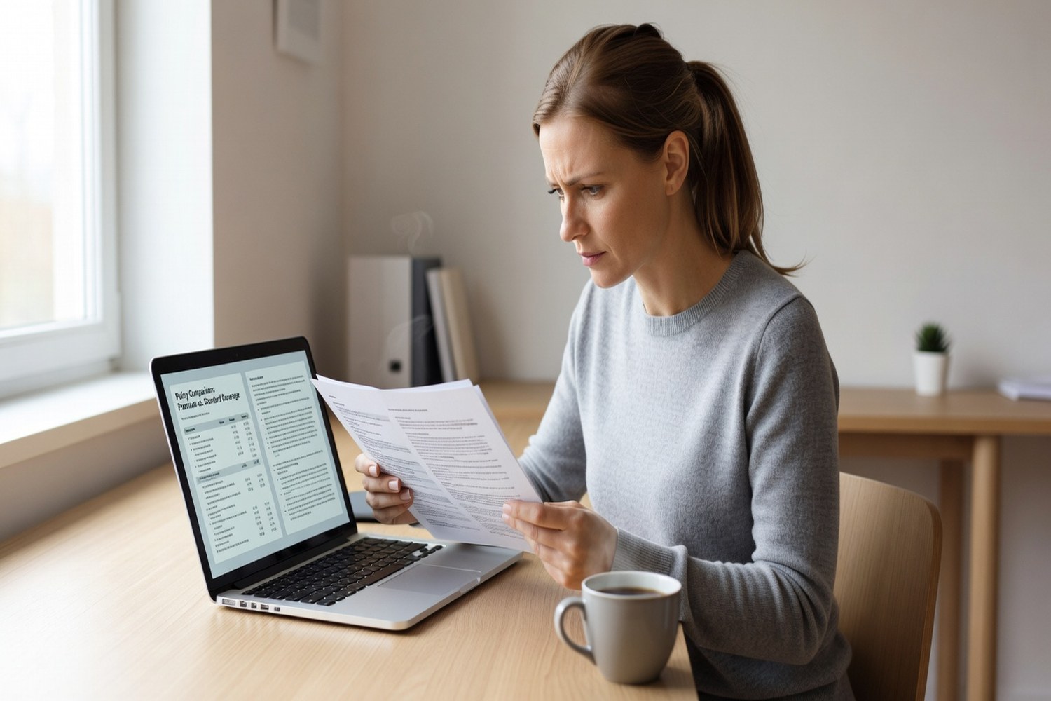 Homeowner comparing insurance coverage quotes online to find the best policy