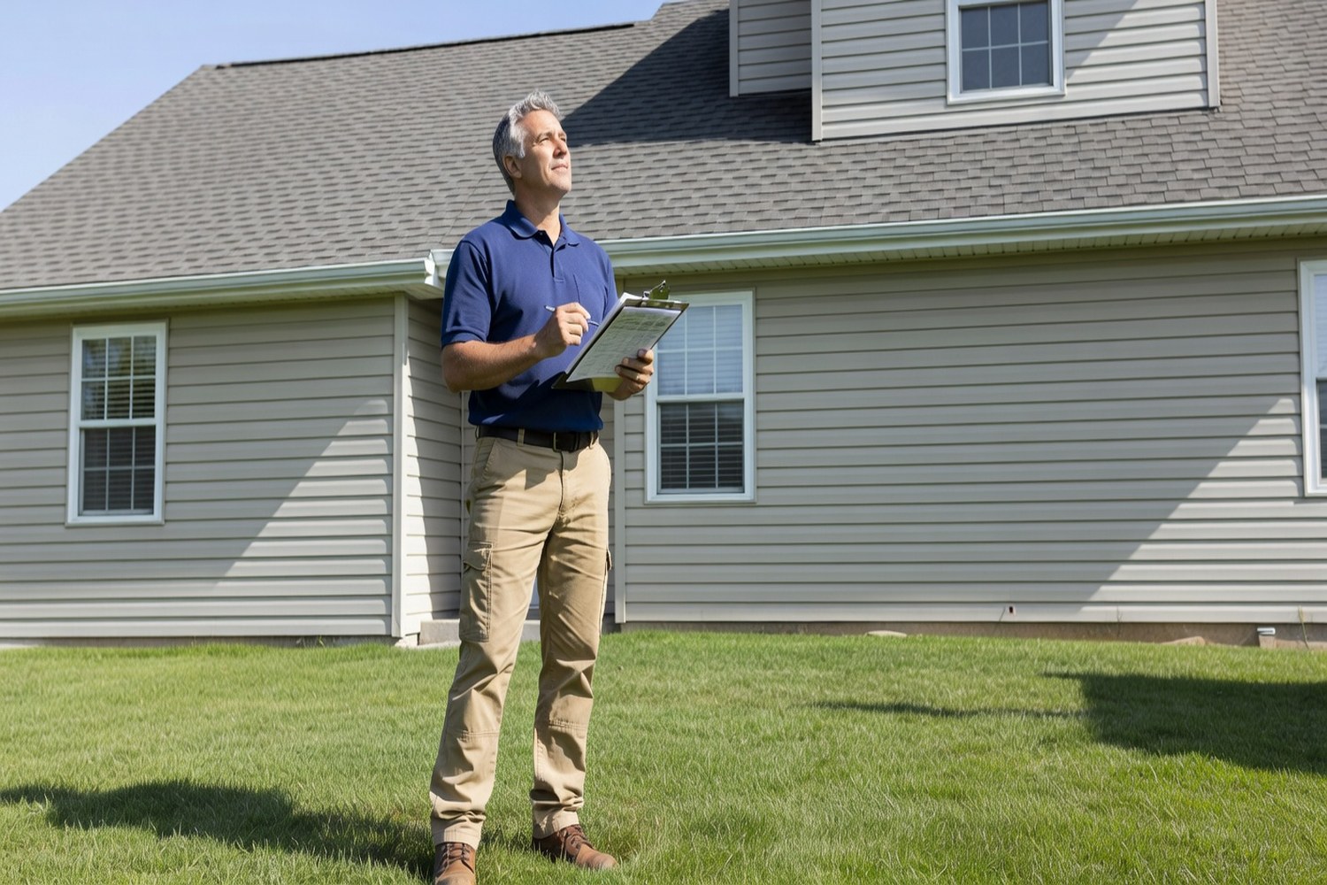 Home inspector evaluating property condition which can qualify homeowners for insurance discounts