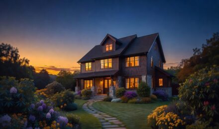 Warmly lit family home at dusk representing the investment that homeowners insurance protects