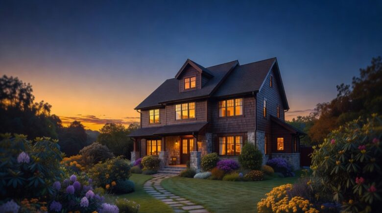 Warmly lit family home at dusk representing the investment that homeowners insurance protects