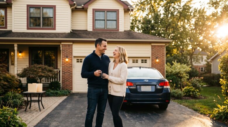 Homeowner comparing bundle home and auto insurance quotes on a laptop