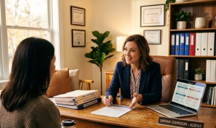 Captive vs independent insurance agent comparison showing two agents discussing insurance policy options with a client