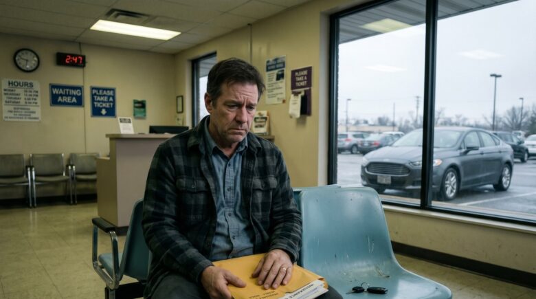 Driver reviewing car insurance policy documents after a DUI conviction