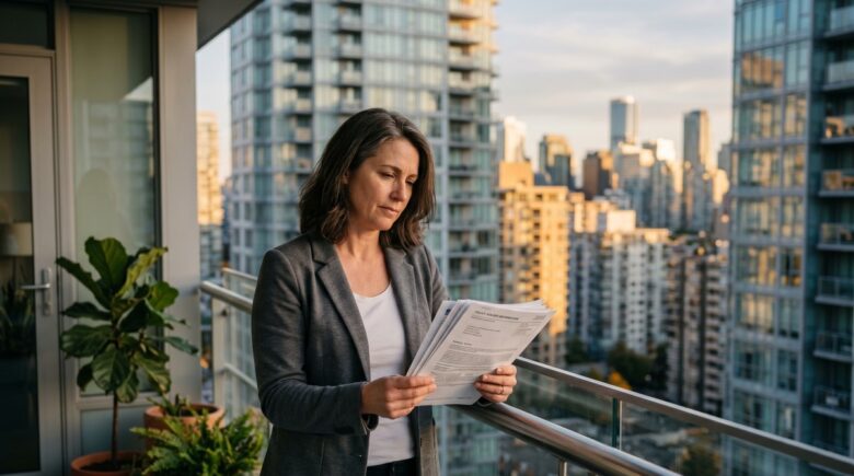 Condo owner reviewing HOA insurance policy documents to identify homeowners insurance gaps