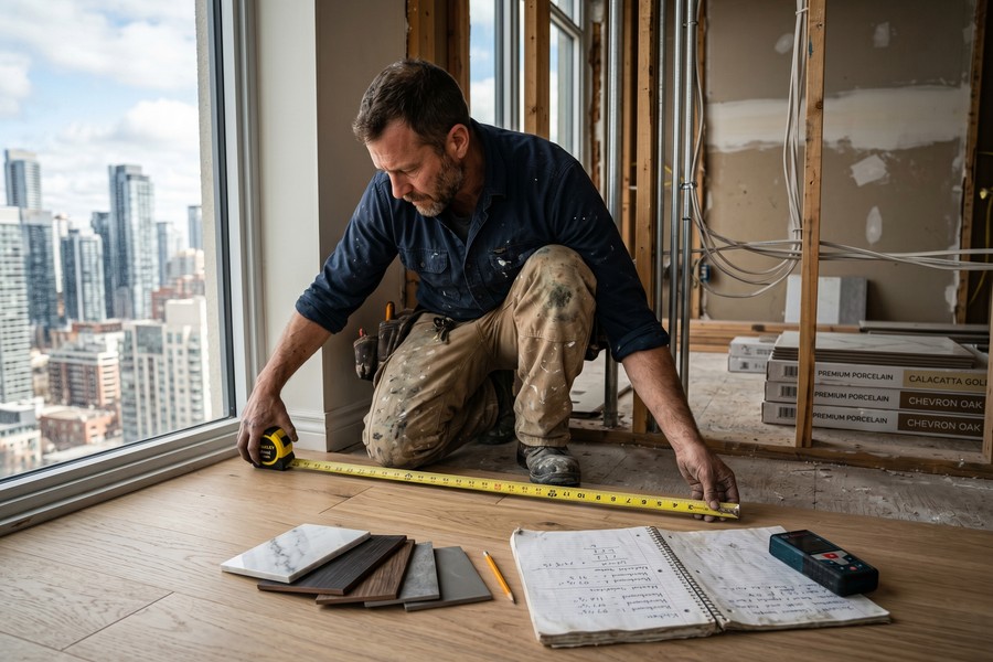 Condo unit interior showing flooring, cabinets, and appliances covered by HO-6 policy