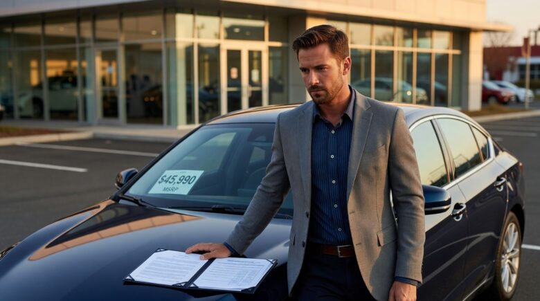 Gap insurance explained with a car and loan document illustration showing coverage between car value and loan balance