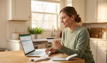 Person reviewing health savings account HSA statements and medical bills at a desk