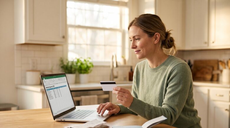 Person reviewing health savings account HSA statements and medical bills at a desk