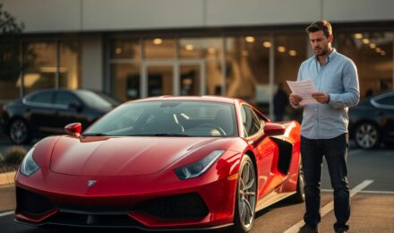 Different car models lined up in a row with insurance rate icons representing varying premium costs
