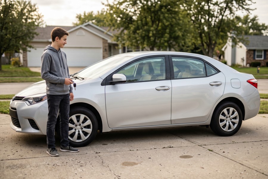 Chart showing average annual insurance cost by vehicle type for teen drivers aged 16–19