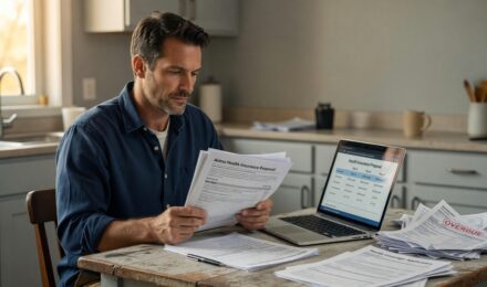 Person reviewing COBRA health insurance cost documents after leaving a job