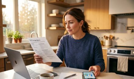 Person reviewing health insurance options on a laptop after a job loss