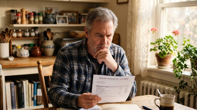 Person reviewing options after term life policy expires with insurance documents on desk