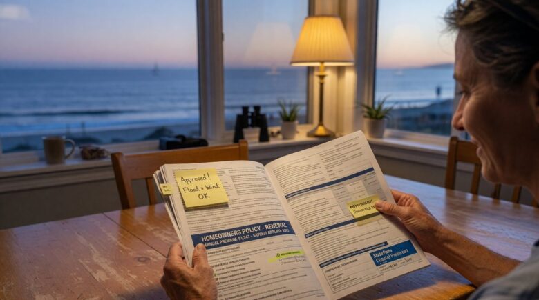 Coastal home with ocean view during storm season, representing insurance considerations for beachfront properties