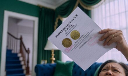 Laptop showing Airbnb listing next to homeowners insurance policy document
