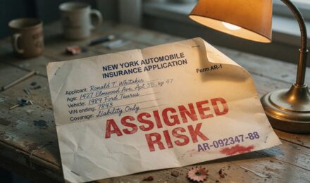 Document showing assigned risk insurance pool notice with premium comparison chart