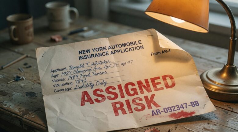 Document showing assigned risk insurance pool notice with premium comparison chart