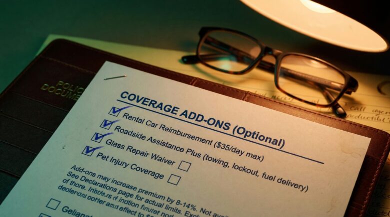 Comparison of auto insurance add-ons with cost and value breakdown