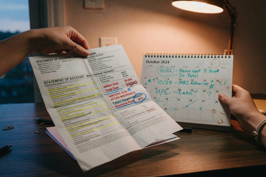 Side-by-side cost comparison chart for copay plan versus high-deductible coinsurance plan across a plan year