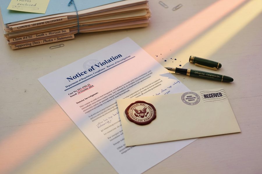 State insurance department complaint form being completed online on a laptop