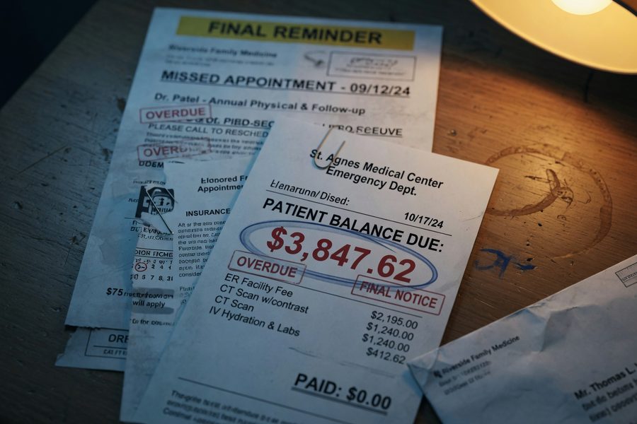 Infographic showing the cascade from skipped care to higher emergency costs under high-deductible plans