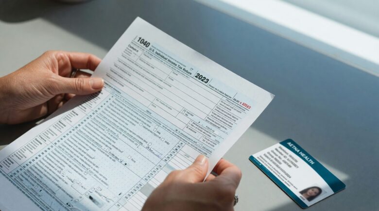 Person reviewing health insurance premium tax credit information on a laptop