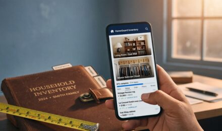 Person photographing household items and belongings for a home inventory checklist