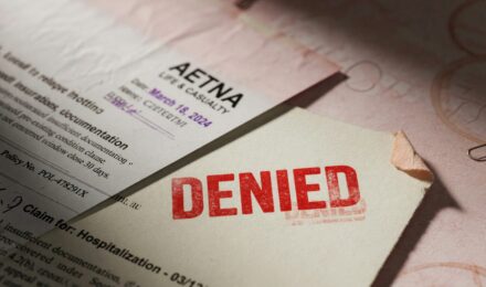 Documents showing insurance policy exclusions and coverage limits highlighted in red