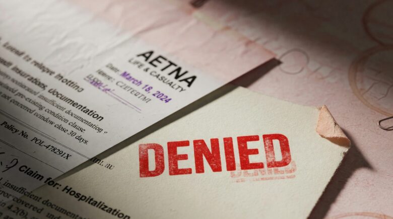 Documents showing insurance policy exclusions and coverage limits highlighted in red