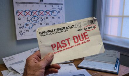 Calendar showing late insurance payment date with past due notice