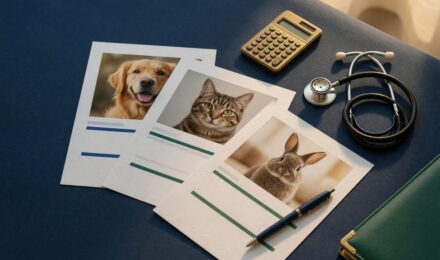 Family with multiple pets exploring insurance discount options on laptop
