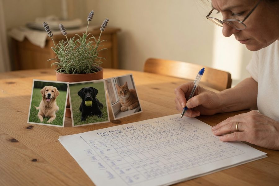 A breakdown of monthly and annual savings for a 3-pet household with different discount tiers
