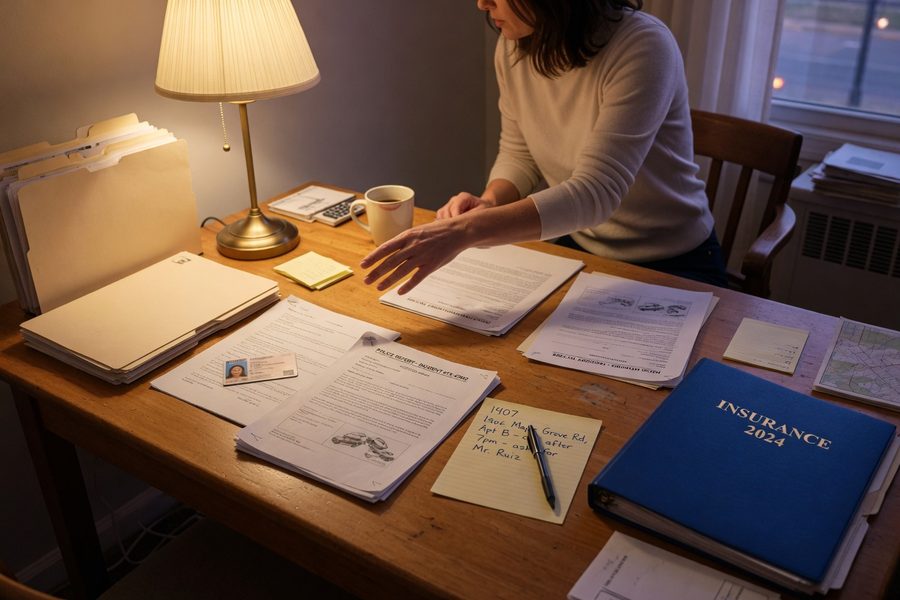 Person reviewing non-owner car insurance quotes on a laptop at a kitchen table