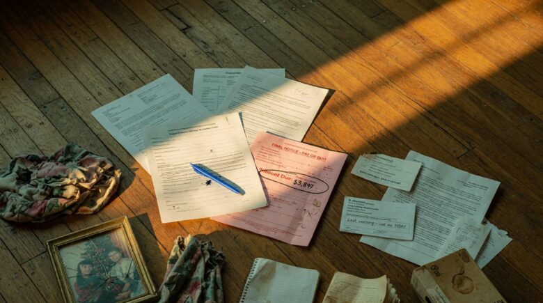 Renter reviewing insurance policy documents at home