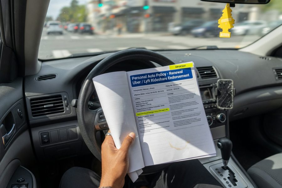 Comparison chart showing rideshare endorsement cost versus commercial policy cost by coverage type