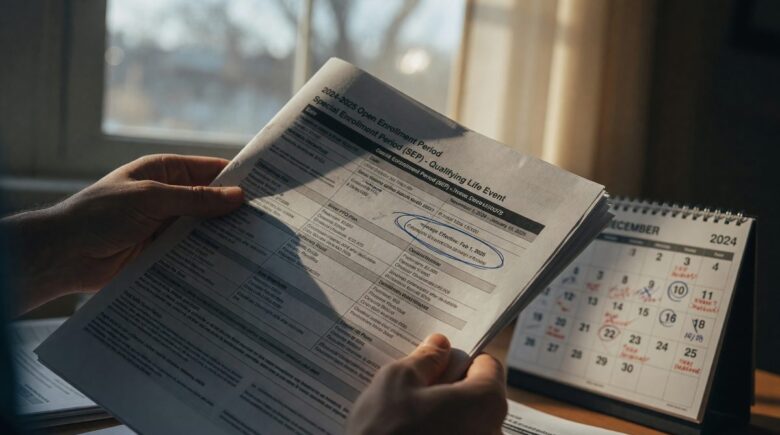 Calendar showing 60-day special enrollment period window for health insurance changes