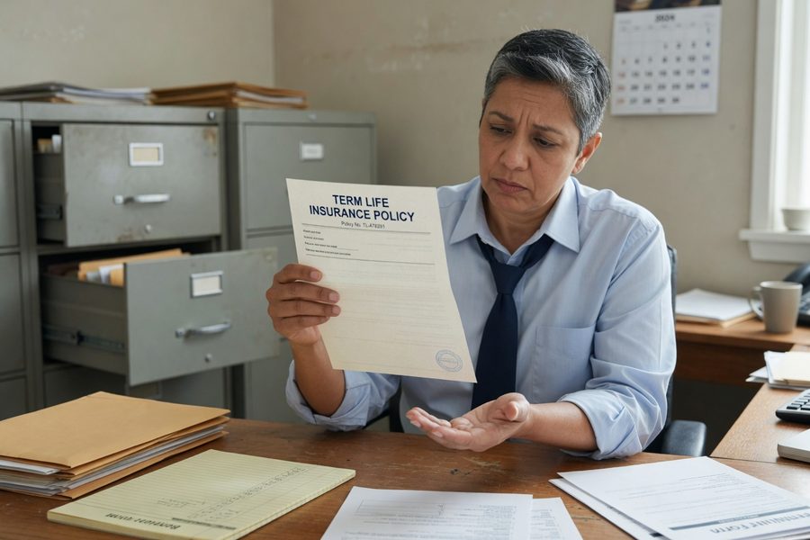 Flowchart showing decision criteria for buying term life insurance at age 50 or older