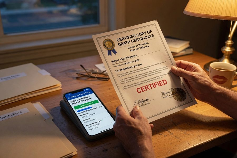 Checklist of documents needed to file a term life insurance claim after a death
