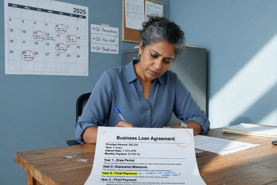 Diagram showing term life policy aligned with a 20-year SBA loan payoff timeline