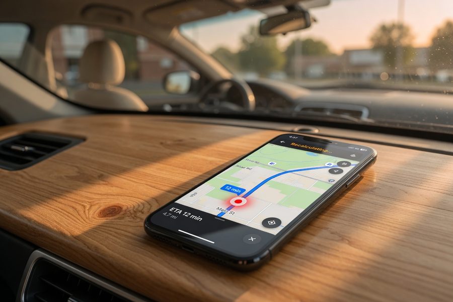 Smartphone telematics app dashboard showing driving score, braking, and speed data