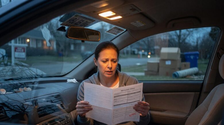 Driver reviewing auto insurance policy documents after relocating to a new state