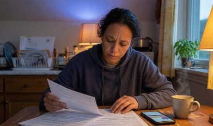 Gig worker reviewing health insurance plan options on laptop while managing variable monthly income