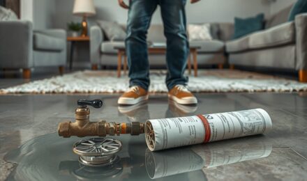 Homeowner checking for water damage after a burst pipe