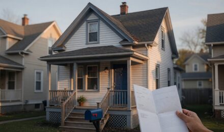 Landlord reviewing insurance documents for single-family rental property