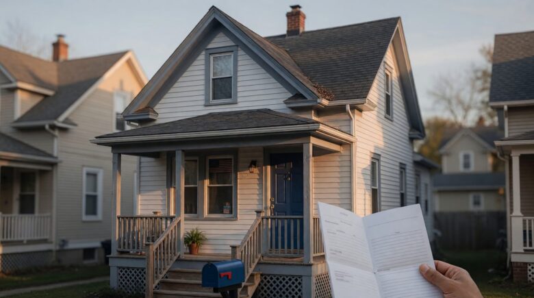 Landlord reviewing insurance documents for single-family rental property