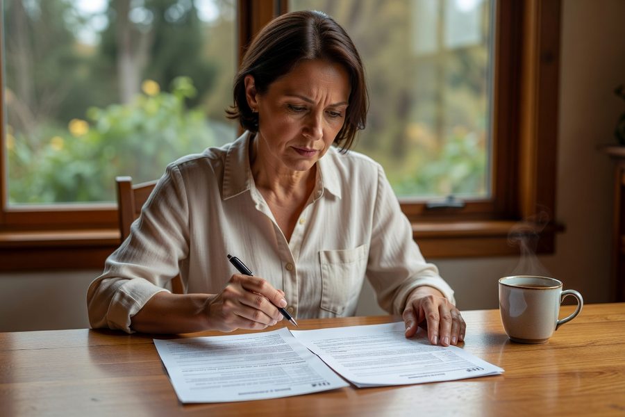 Driver reviewing auto insurance coverage options on a declarations page