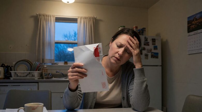 Document showing surprise medical bill with calculator and health insurance paperwork