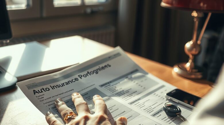 Driver using smartphone to compare auto insurance quotes on laptop