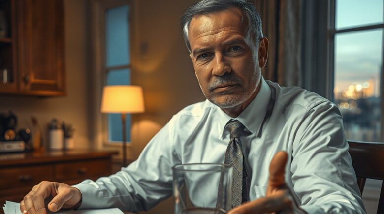 Man holding his chest, illustrating recovery after heart attack with term life insurance options