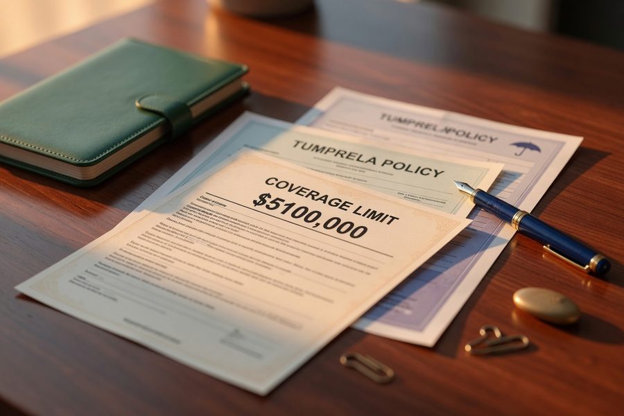 Diagram showing primary and umbrella coverage stacking for a $1.5M judgment